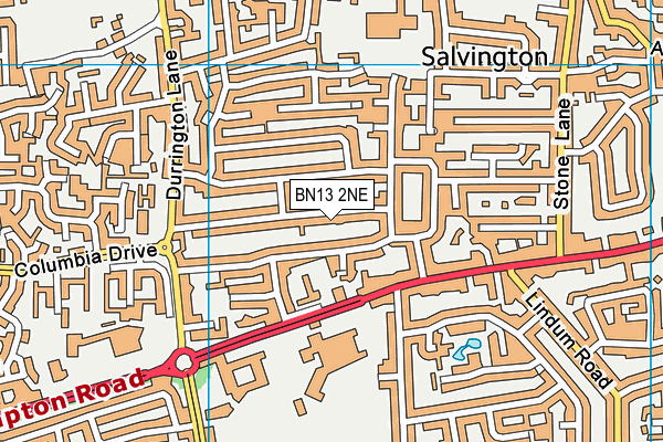 BN13 2NE map - OS VectorMap District (Ordnance Survey)