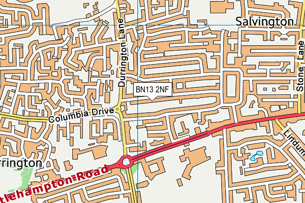 BN13 2NF map - OS VectorMap District (Ordnance Survey)