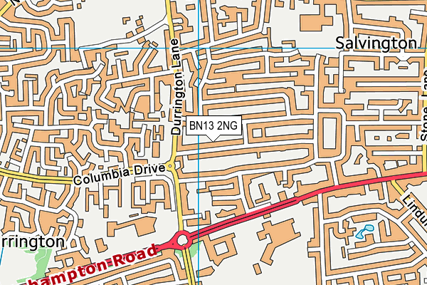 BN13 2NG map - OS VectorMap District (Ordnance Survey)