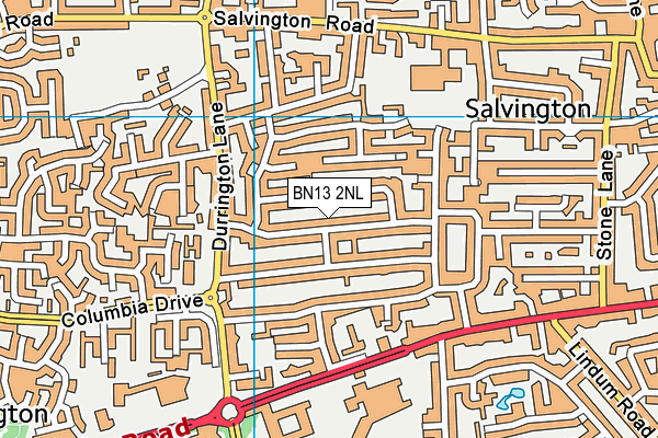 BN13 2NL map - OS VectorMap District (Ordnance Survey)