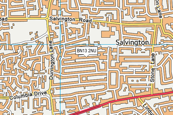 BN13 2NU map - OS VectorMap District (Ordnance Survey)