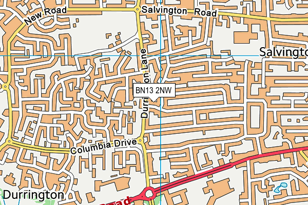 BN13 2NW map - OS VectorMap District (Ordnance Survey)