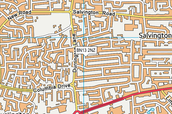 BN13 2NZ map - OS VectorMap District (Ordnance Survey)