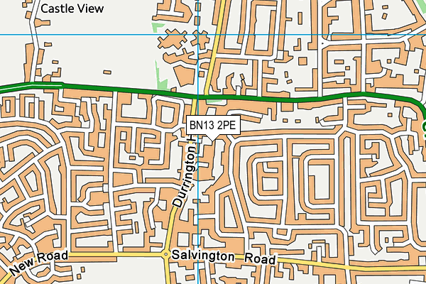 BN13 2PE map - OS VectorMap District (Ordnance Survey)