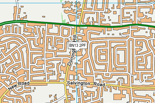 BN13 2PF map - OS VectorMap District (Ordnance Survey)