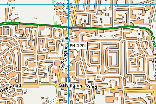 BN13 2PJ map - OS VectorMap District (Ordnance Survey)