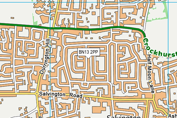 BN13 2PP map - OS VectorMap District (Ordnance Survey)