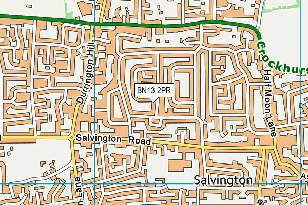 BN13 2PR map - OS VectorMap District (Ordnance Survey)