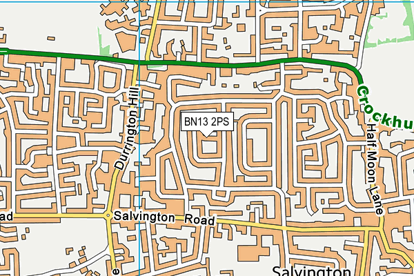 BN13 2PS map - OS VectorMap District (Ordnance Survey)