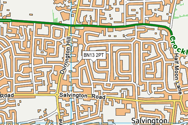 BN13 2PT map - OS VectorMap District (Ordnance Survey)