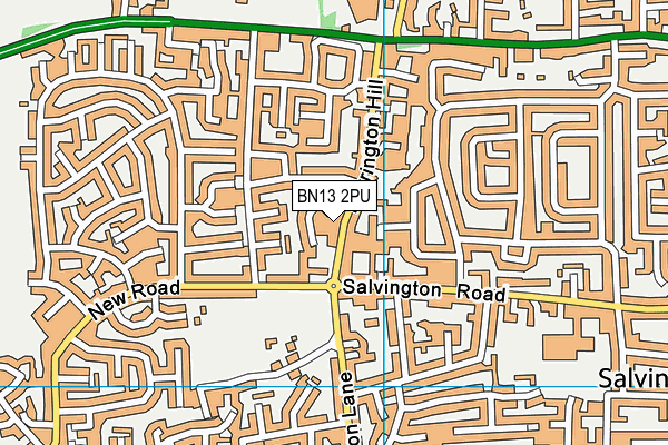 BN13 2PU map - OS VectorMap District (Ordnance Survey)