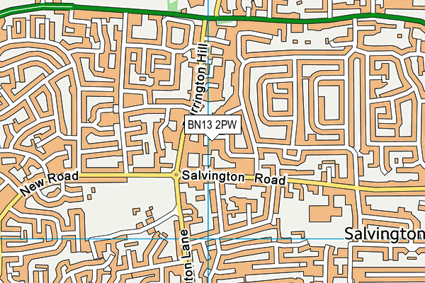 BN13 2PW map - OS VectorMap District (Ordnance Survey)