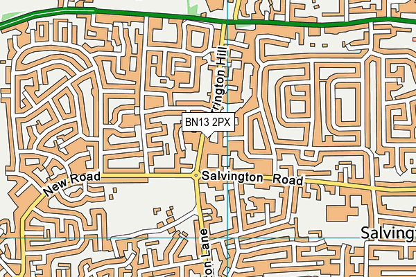 BN13 2PX map - OS VectorMap District (Ordnance Survey)