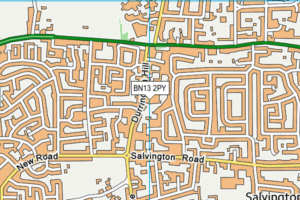 BN13 2PY map - OS VectorMap District (Ordnance Survey)