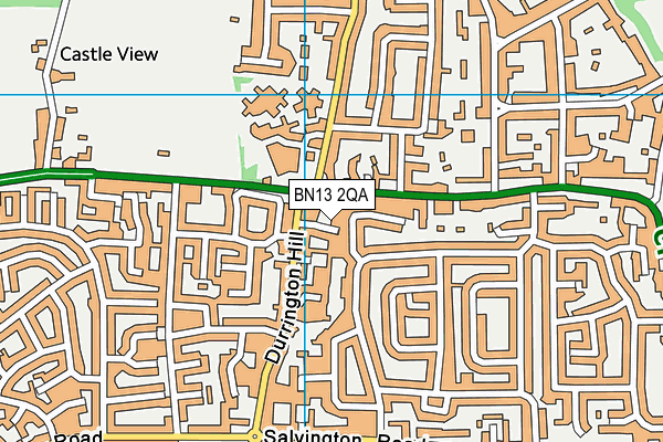 BN13 2QA map - OS VectorMap District (Ordnance Survey)