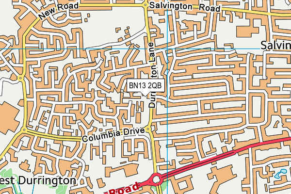 BN13 2QB map - OS VectorMap District (Ordnance Survey)
