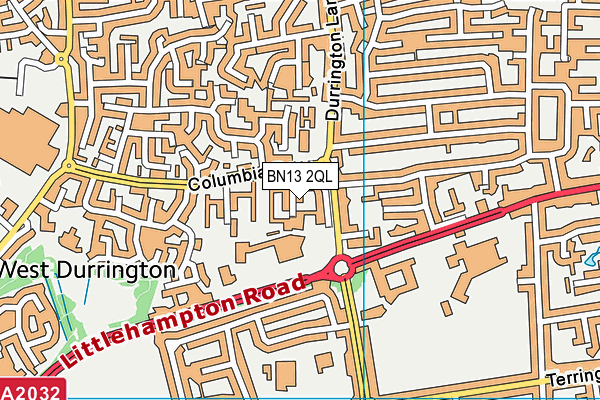 BN13 2QL map - OS VectorMap District (Ordnance Survey)