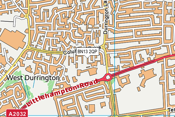 BN13 2QP map - OS VectorMap District (Ordnance Survey)