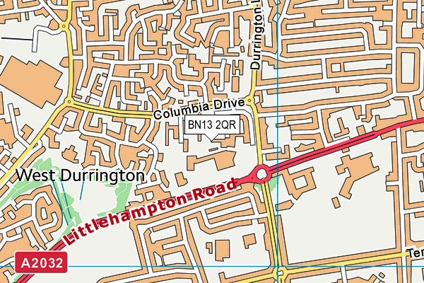 BN13 2QR map - OS VectorMap District (Ordnance Survey)
