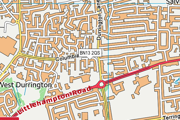 BN13 2QS map - OS VectorMap District (Ordnance Survey)