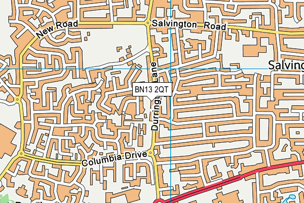 BN13 2QT map - OS VectorMap District (Ordnance Survey)