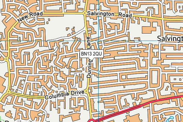BN13 2QU map - OS VectorMap District (Ordnance Survey)