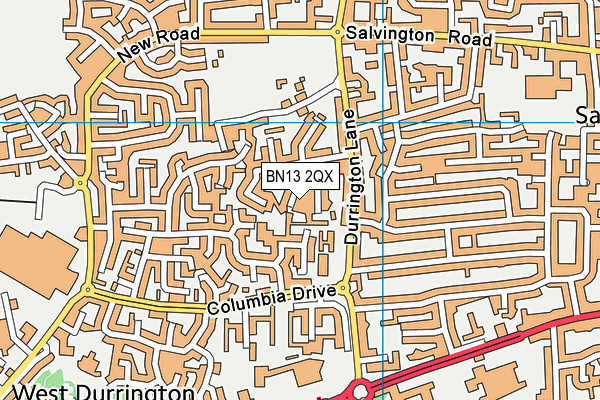 BN13 2QX map - OS VectorMap District (Ordnance Survey)