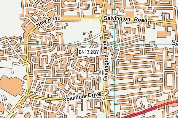 BN13 2QY map - OS VectorMap District (Ordnance Survey)