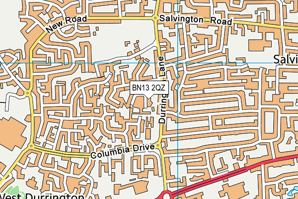 BN13 2QZ map - OS VectorMap District (Ordnance Survey)
