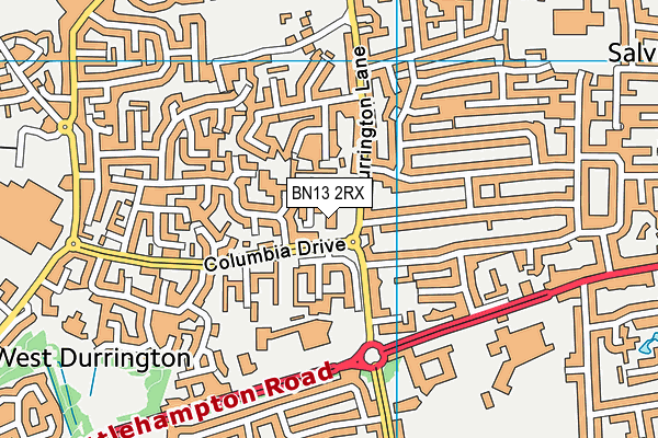 BN13 2RX map - OS VectorMap District (Ordnance Survey)