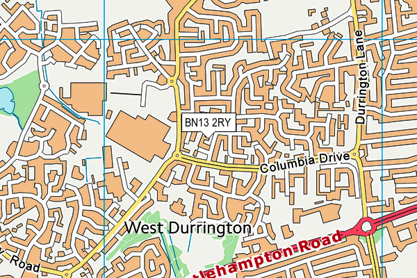 BN13 2RY map - OS VectorMap District (Ordnance Survey)