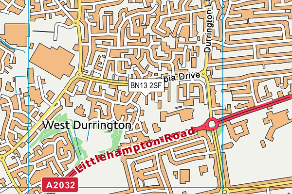 BN13 2SF map - OS VectorMap District (Ordnance Survey)