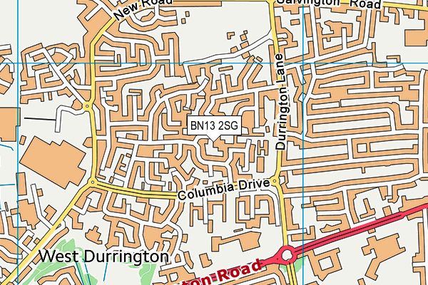 BN13 2SG map - OS VectorMap District (Ordnance Survey)