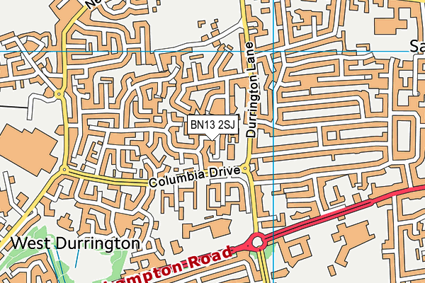 BN13 2SJ map - OS VectorMap District (Ordnance Survey)