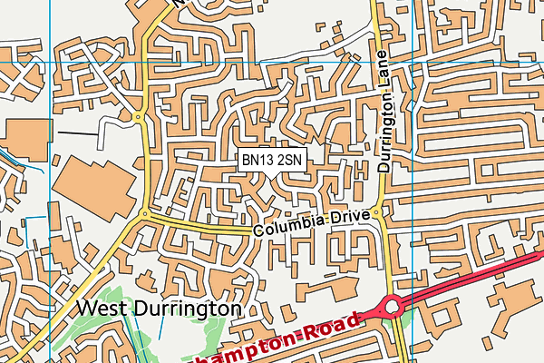 BN13 2SN map - OS VectorMap District (Ordnance Survey)