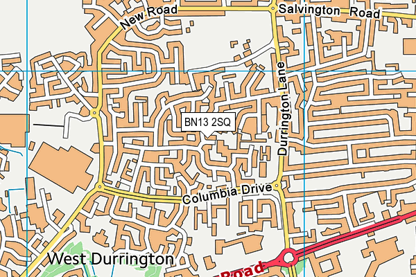 BN13 2SQ map - OS VectorMap District (Ordnance Survey)