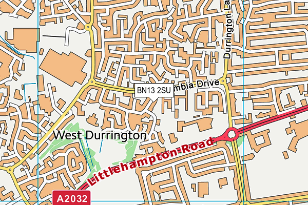 BN13 2SU map - OS VectorMap District (Ordnance Survey)