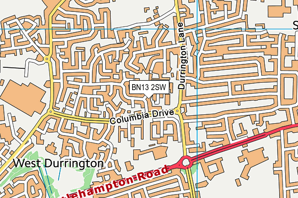 BN13 2SW map - OS VectorMap District (Ordnance Survey)