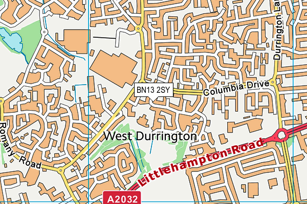 BN13 2SY map - OS VectorMap District (Ordnance Survey)