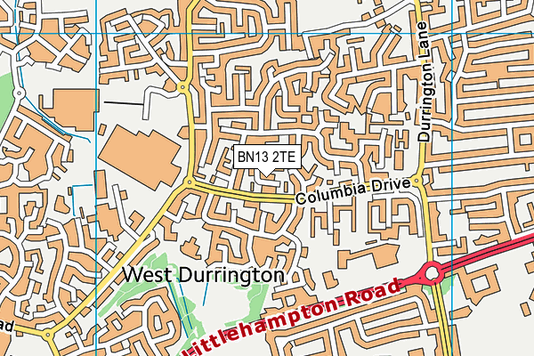 BN13 2TE map - OS VectorMap District (Ordnance Survey)