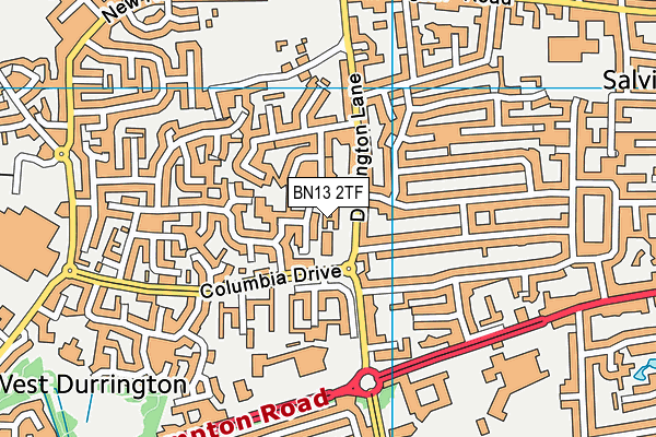 BN13 2TF map - OS VectorMap District (Ordnance Survey)