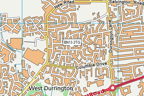 BN13 2TG map - OS VectorMap District (Ordnance Survey)
