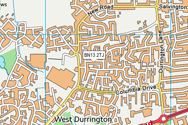 BN13 2TJ map - OS VectorMap District (Ordnance Survey)
