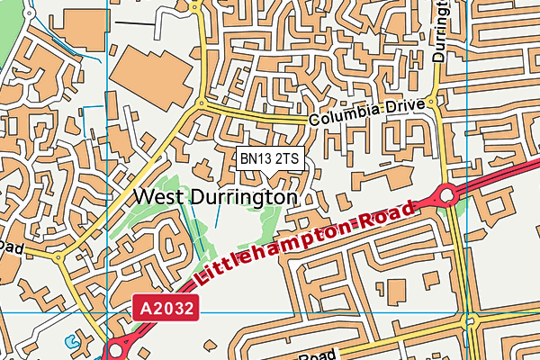 BN13 2TS map - OS VectorMap District (Ordnance Survey)