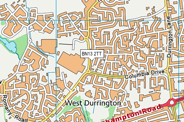 BN13 2TT map - OS VectorMap District (Ordnance Survey)