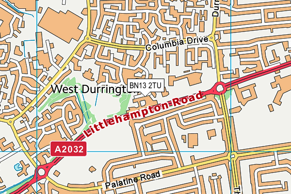 BN13 2TU map - OS VectorMap District (Ordnance Survey)