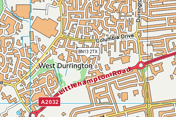 BN13 2TX map - OS VectorMap District (Ordnance Survey)