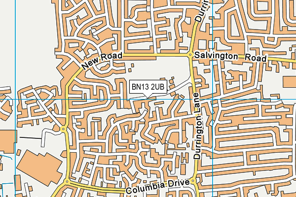BN13 2UB map - OS VectorMap District (Ordnance Survey)