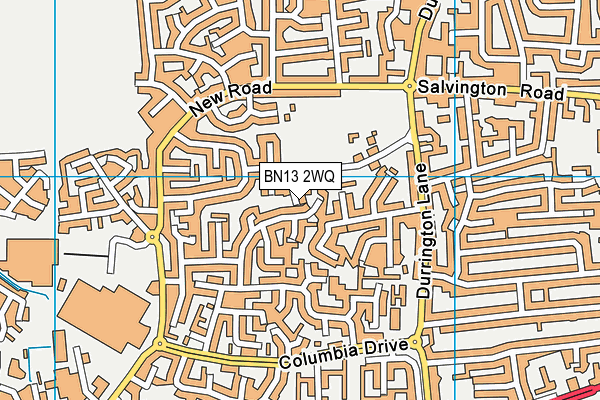 BN13 2WQ map - OS VectorMap District (Ordnance Survey)