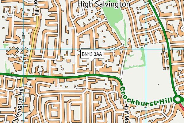 BN13 3AA map - OS VectorMap District (Ordnance Survey)